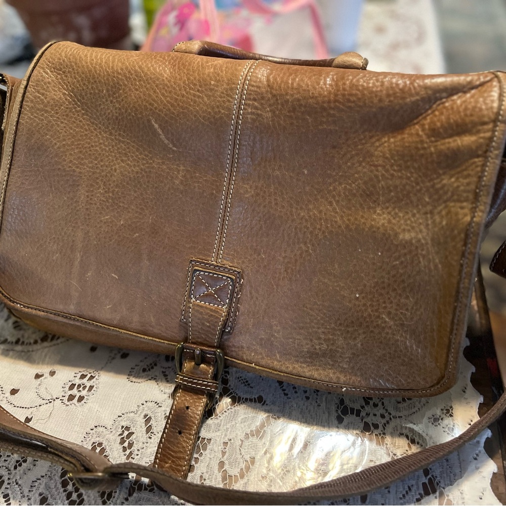 Vintage LL.Bean leather messenger bag, laptop bag, crossbody bag